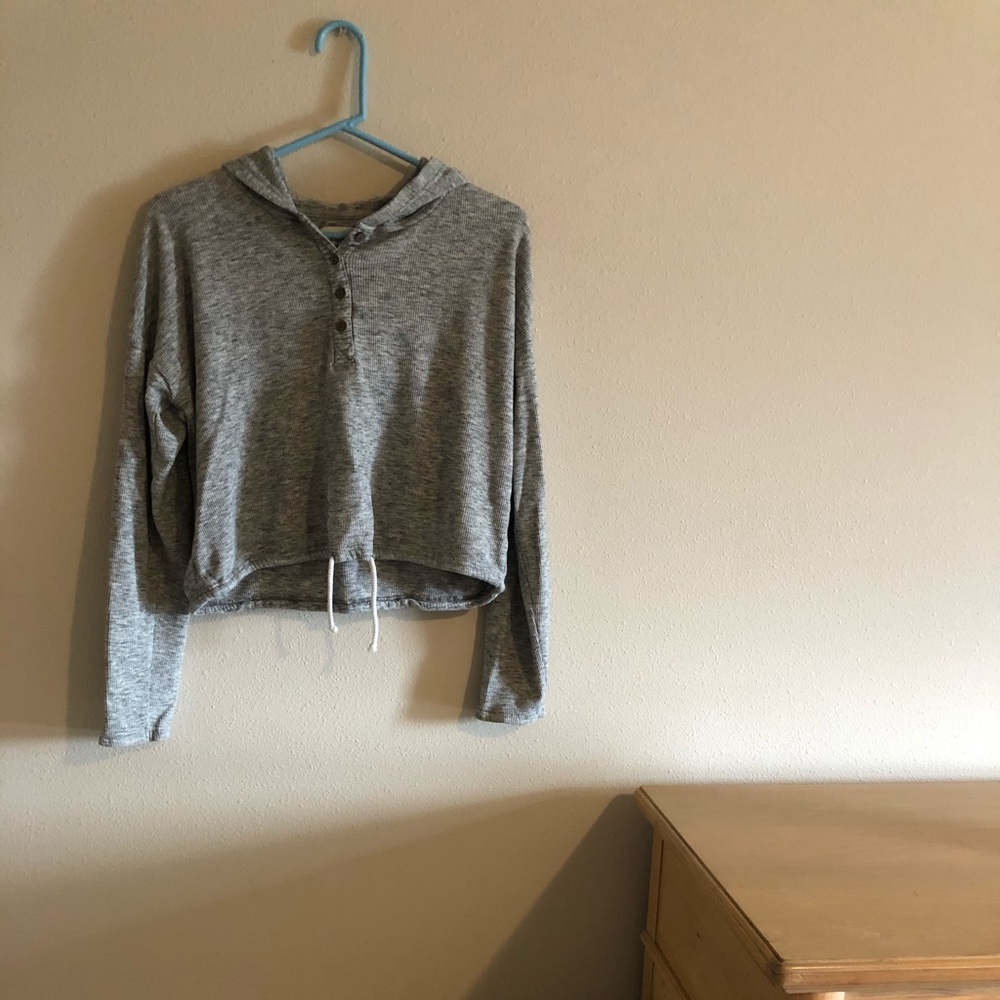 Hooded waffle knit hoodie